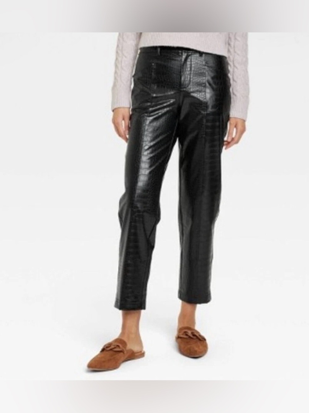 NWT Cropped Faux Croc Black Pants